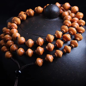 薛三万苏工橄榄核雕金刚结金饭碗挂脖链子