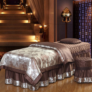 新品包邮全棉水洗真丝美容床罩四件套洗头院床套理疗按摩spa床品