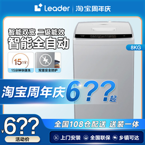 海尔洗衣机Leader波轮全自动家用8公斤租房用洗脱一体10公斤M296