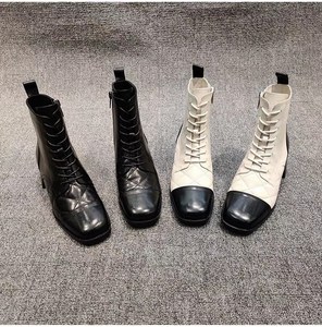 意尔斯登品牌女鞋2020秋冬新款胎牛皮粗跟圆头马丁靴女靴799-2