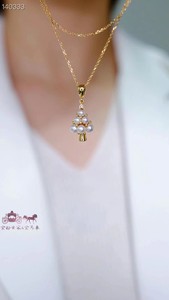 御木本钻石珍珠18k黄金项链 总重4.7克 链长40厘米
