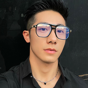 西装暴徒眼镜男士双梁黑框大脸显瘦防蓝光近视眼镜框男女潮网红款