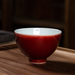景德镇高端郎窑红釉茶具主人杯单杯女男茶杯个人专用杯子陶瓷茶盏