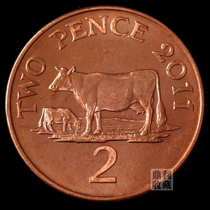 全新 英属根西岛2便士29mm女王格恩西大硬币铜币欧洲外国钱币外币