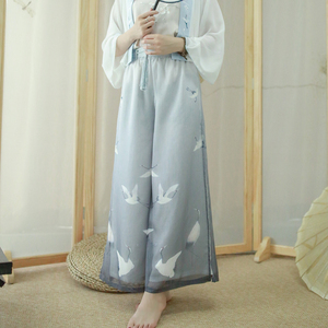 灵鹤 清水溪原创设计 改良汉服宋裤女 夏季 复古