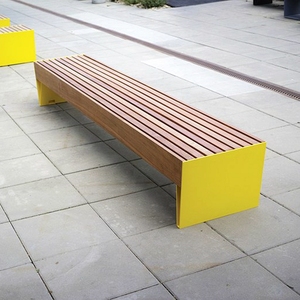 不锈钢成品公园长条休闲座椅室外防腐木长凳户外广场简约景观坐凳