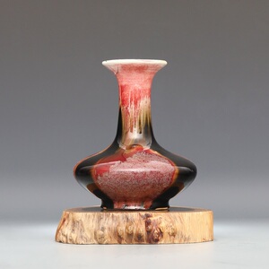 60-70年代景德镇古窑 窑变 三羊开泰 扁肚瓶 古董瓷器摆件 收藏