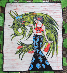 中号蜡染画傣族布艺壁画云南民族工艺品手工挂画家居装饰画凤凰