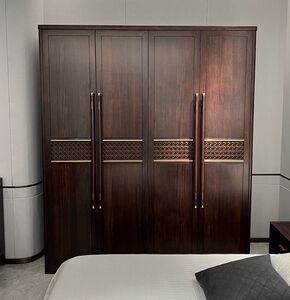 新中式黑檀木全实木家具乌金木四门衣柜衣橱1.87米