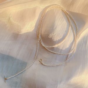 时尚小众项链双层多层长款小米粒珍珠颈链天然淡水珍珠手链毛衣链