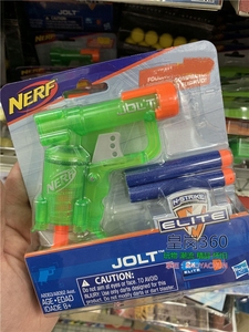 孩之宝nerf软弹枪jolt拦截发射器绿色透明 迷你掌中软弹枪 1发1弹