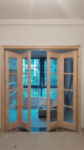 实木折叠吊轨道推拉门北欧风格原木门玻璃门欧式美式书房厨房隔断