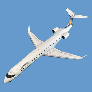 [半糖]1:72汉莎城际crj900纸模型庞巴迪飞客机lufthansa cityline