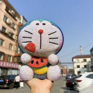 贴钻叮当猫摆件吃西瓜小叮当机器猫搪胶储蓄罐存钱罐玩偶礼品儿童