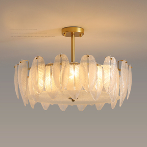 美式轻奢卧室主卧羽毛法式玻璃吸顶灯书房简约水晶灯后现代吊灯