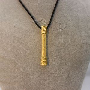 定制足金999黄金大话西游齐天大圣如意金箍棒吊坠情侣款定情信物