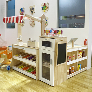 儿童娃娃家仿真超市玩具套装幼儿园早教过家家角色区角材料木制