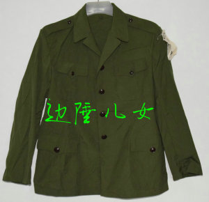 绝版收藏少见版本87式试验版的确良装老式胶木扣开领夏常服套装