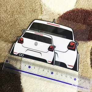 适用于polo小车型剪影hf后窗装饰汽车反光贴纸小车车尾划痕贴