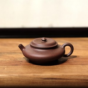 半觉堂 紫砂壶 传统壶摹古粗砂老紫泥老料大彬壶虚扁 明式壶150cc