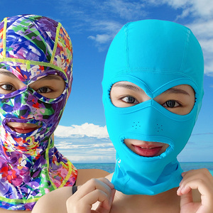 脸基尼游泳防晒面罩泳帽男女玩水潜水漂流防紫外线护脸脖海边头套