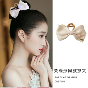 关晓彤韩国时尚设计蝴蝶结发夹后脑勺盘发鲨鱼夹气质抓夹发饰女