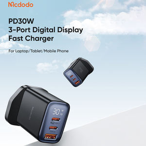 Mcdodo港澳版3 Port 30W PD & QC 3.0 Charger数显充电器适用iPhone15Pro插头14plus苹果13max手机平板充电头
