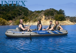 包邮正品INTEX68325豪华加大五人充气船橡皮划艇钓鱼船充气艇加厚
