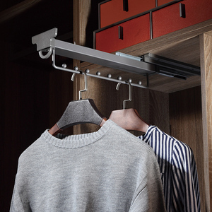 麦凯隆衣柜挂衣杆伸缩加厚纵向收纳架挂钩架顶装衣通横杆五金配件