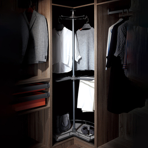 麦凯隆衣帽间旋转衣架360度多功能收纳挂衣器裤架衣柜转角拉篮