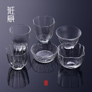 日式纯手工锤目纹玻璃品杯 日本玻璃茶具 锤纹玻璃杯 茶杯 杯子