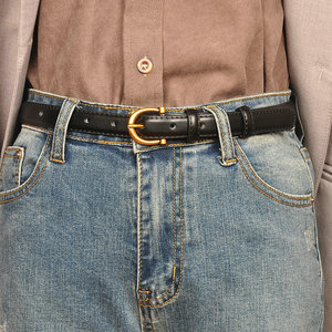 皮带女新款2021窄软皮百搭装饰女士裤带真皮牛仔裤腰带黑色免打孔