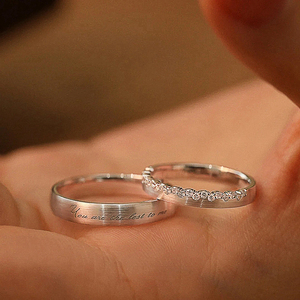 dw戒指情侣对戒纯银可调节英文字母触及真心款一对小众设计感正品