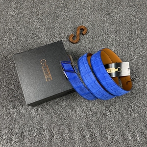 法国泽利zilli 115码 3.5宽 双z磨砂质感鳄鱼皮腰带皮带 可裁剪