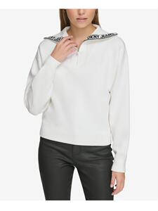 美国代购DKNY正品2024新款春季半拉链polo领针织衫女内搭毛衣外套