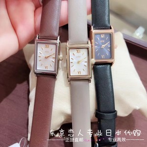 日本代购直邮 ete 新款 牛皮表带 镶钻 长方盘 手表 腕表 女表