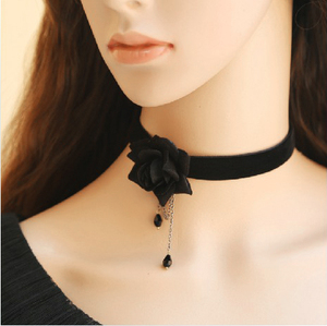 原创设计短款韩国饰品玫瑰花朵优雅颈链女欧美锁骨项链包邮