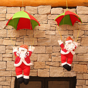 圣诞老人降落伞爬绳款帽子老人圣诞节酒吧商场挂件吊顶天花板装饰