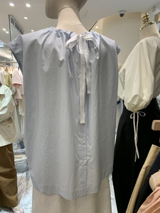 现货韩国直邮DARAK东大门代购24夏款女装后背系扣无袖绑带衬衫