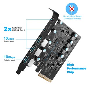 厂家现货PCIE转Type-C扩展卡USB3.2 20Gbps 免驱动台式电脑转接卡