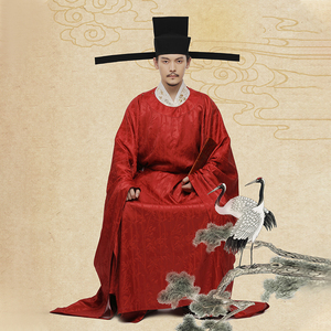 汉服出租【花朝记】宋制红色婚服 宋公服男装圆领袍礼服 1y0454