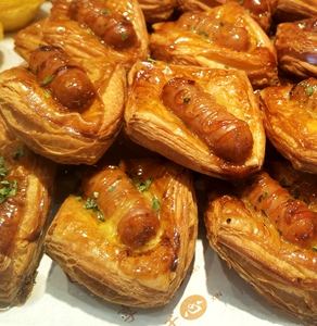 网红美食杨记 丹麦小热狗5只千层面包香肠酥皮小点心新鲜现做顺丰