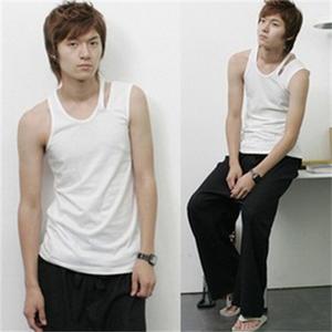 夏季青年男生时尚韩版新款个性设计潮男另类纯棉修身汗背心无袖