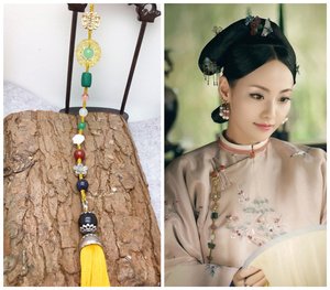 延禧攻略魏璎珞嘉沉璧同款流苏压襟旗袍茶服配饰中式胸针盘扣挂件