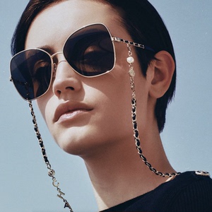 现货22款chanel香奈儿编织链条太阳眼镜女4274金属蝶形珍珠墨镜女