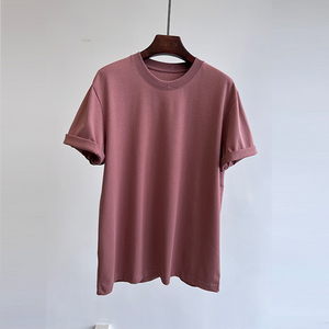 干枯玫瑰色 出口尾单 加密高织240克莼棉短袖宽松休闲男女款t恤