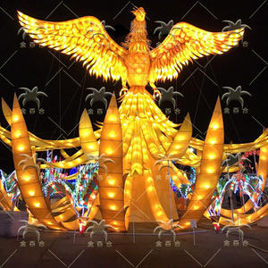 新年大型景观元宵春节金凤凰花灯美陈装饰孔雀灯笼厂家专业定制