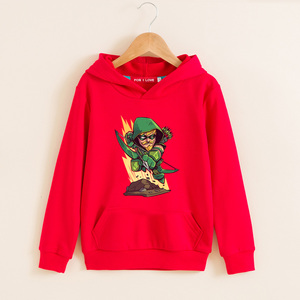 卡通q版绿箭侠童装连帽套头卫衣秋冬外衣