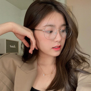 韩版ins大框圆形金丝超轻眼镜框眼镜复古防蓝光平光镜女近视镜架