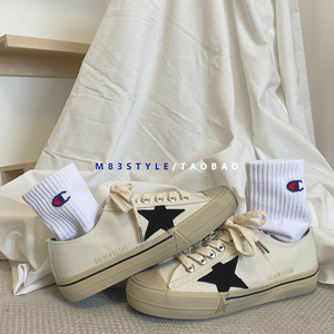 M83STYLE韩国复古做旧小脏鞋2023新款舒适休闲帆布小白鞋星星鞋女